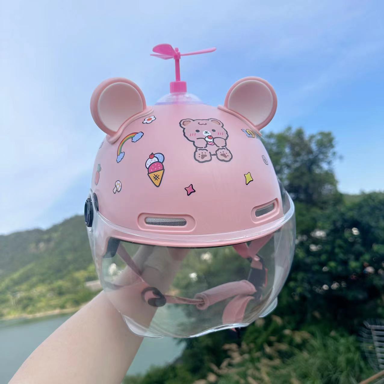 

Детский шлем для мальчиков и девочек, капюшон для электромобиля, противоударный, милый, детский, на все четыре сезона, шлем для электромобиля