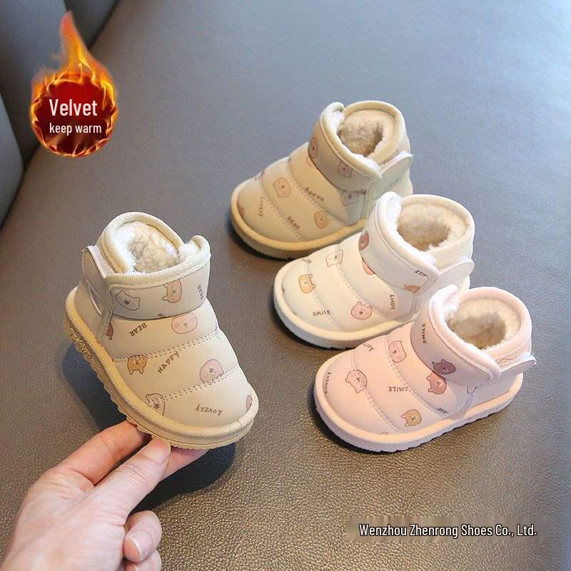 Girls' Winter Soft-Soled Cotton-Padded Boots for Toddlers, Fleece-Lined Baby Snow Boots, Ages 0-3 Years