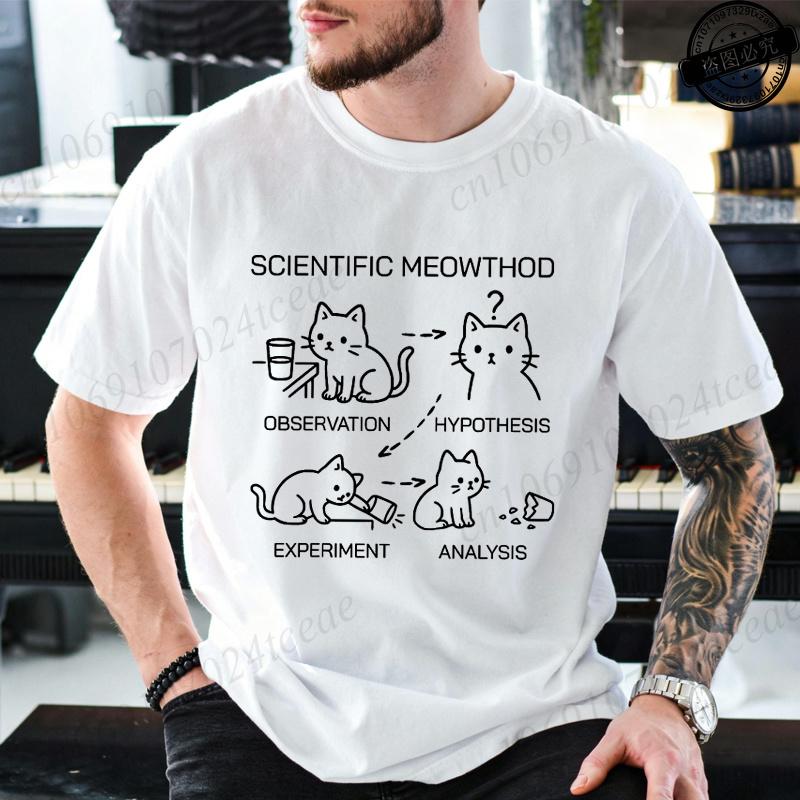 Summer Scientific Cat Tshirt Funny Science Cat Teacher Student Graphic Tee For Boys And Girls Casual Cool Clothing