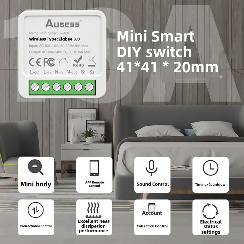 Tuya ZigBee Smart Switch, Mini One-Way Wireless Light Switch for Smart Home Automation, Compatible with Smart Life App