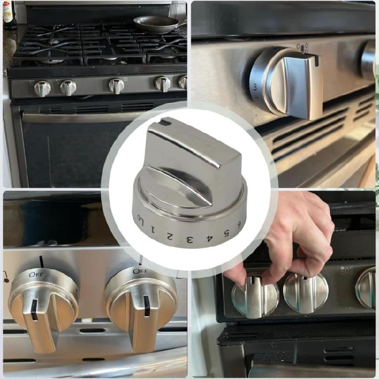 5PCS WB03X24818 Stainless Steel Stove Knob Replacement For AP5989029 PS11729081 Stove Accessories Cooktop Knobs