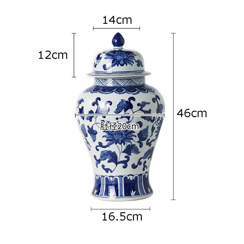 Blue and White Porcelain General Jar Tea Canister Candy Pots Flower and Bird Decorative Ginger Jar Desk Decoration Flower Vase