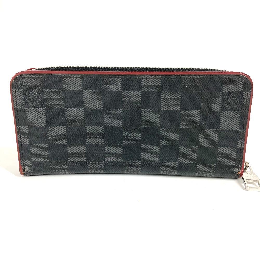 Louis Vuitton N63304 Damier Graphite Zippy Wallet Zip Around Wallet Black/Red