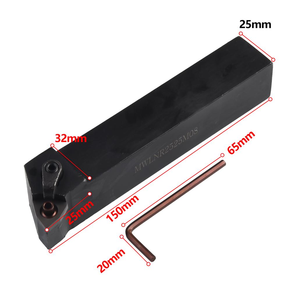Blade Lathe Turning +10pcs 25mm Carbide Gold Inserts Kit Stainless Steel WNMG080404 Wrench MWLNR2525M08 Part Accs