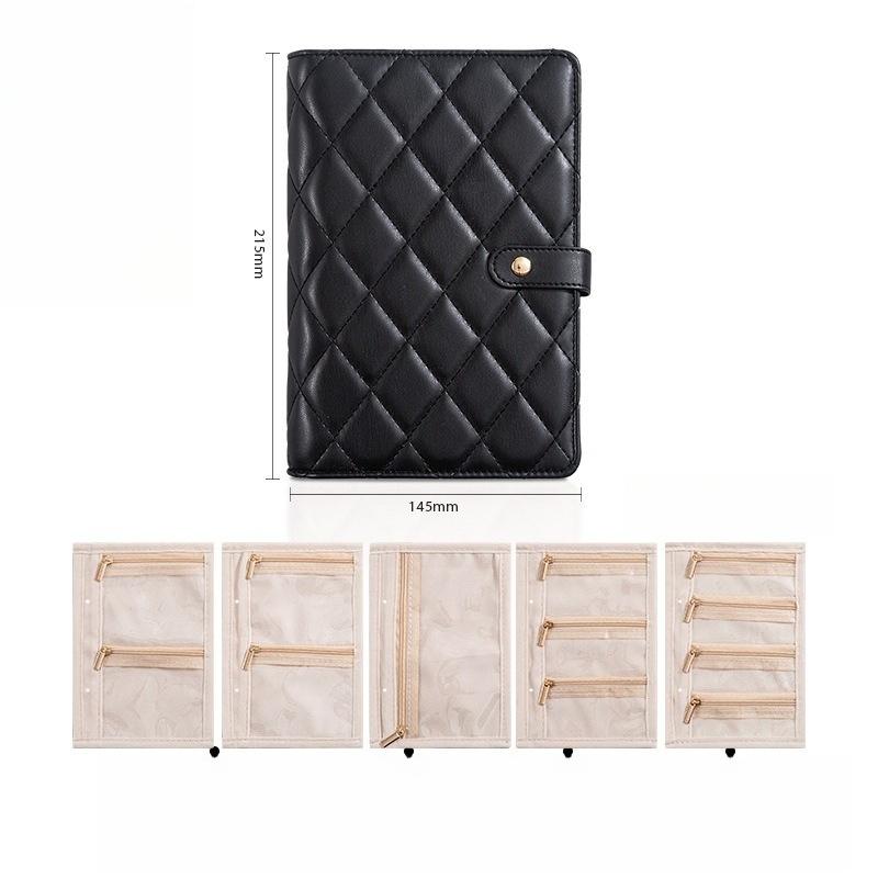 PU Leather Jewelry Storage Book Portable Travel Ring Necklace Earrings with Velvet Jewelry Storage Bag Jewelry Storage Book Gift