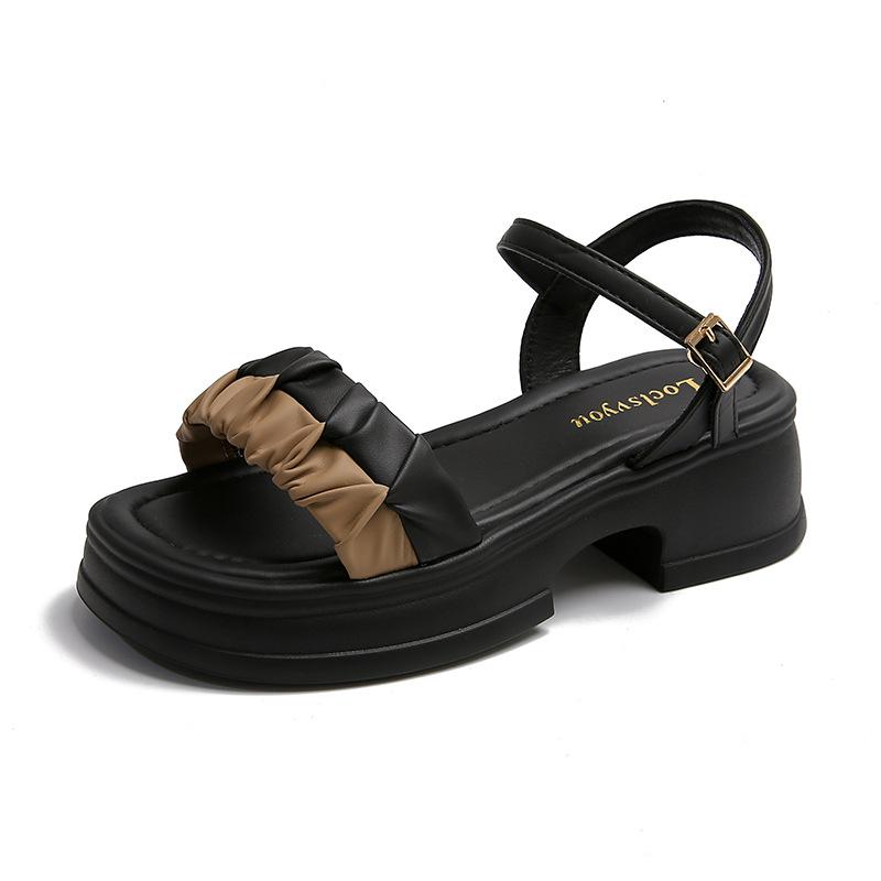 Platform sandals summer wear 22 new fairy wind with skirt high-end beautiful Roman sandals 35 чёрный