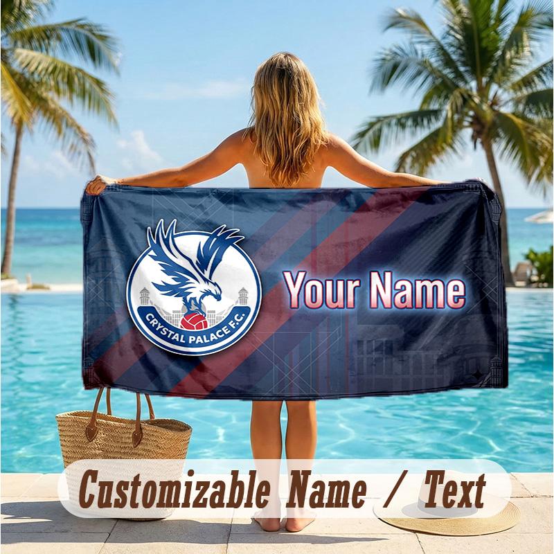 Custom Text Beach Towel, Soft Absorbent Swimming Multi-use TowelCrystal Palace