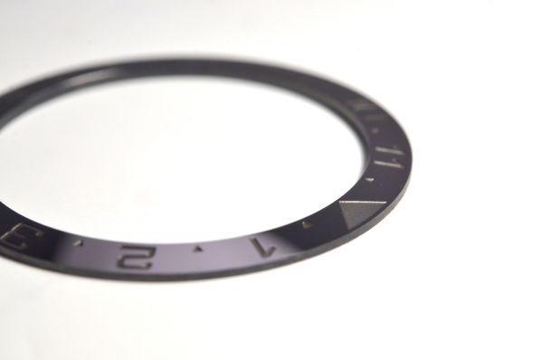 SEIKO Aftermarket SNZF Bezel GMT Recessed for Sea Urchin SNZF15 SNZF17 [ Part] Insert, Slope, Ceramic, Black, 12h, Engraving