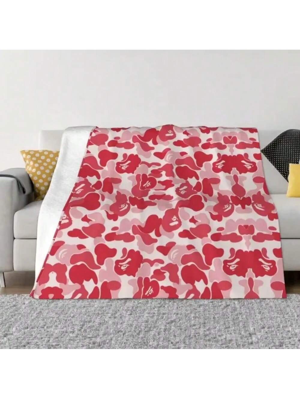 

Camo Flannel Throw Blanket Super Soft Lightweight Military Army Camouflage For Bed Couch Sofa Chair Decorate Kids Adults Gift 75X95CM серый