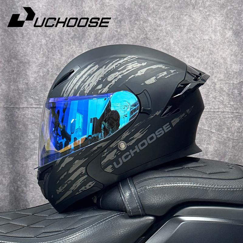 DOT Uchoose Approved Helmets Crash Motorbike Protective Gear Men Women Flip Up Helmet Motorcycle Visor Double Sun