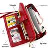 Women's Oil Wax Leather Zipper Wallet with Coin Purse & ID Holder