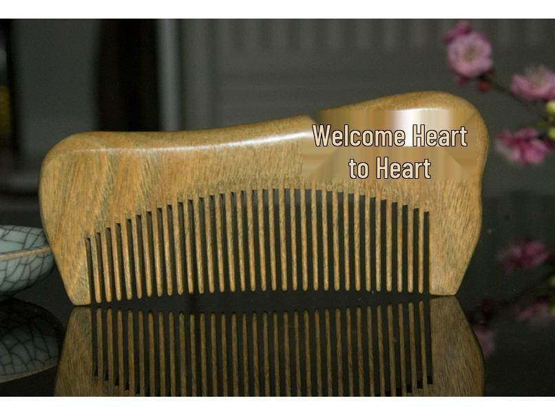 Black Gold and Golden Silk Sandalwood Fine-Tooth Comb, 13cm, Unisex Hair Care Gift