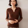 Women's Loose Cashmere Polo Neck Sweater - Autumn/Winter Long Sleeve Knit Pullover