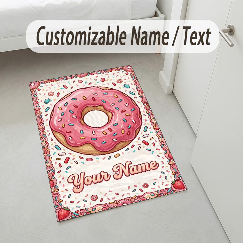 Sunshine Smiles Theme Soft Crystal Velvet Rug Custom Name & Text Print Non Slip Floor Rug for Bedroom Living Room