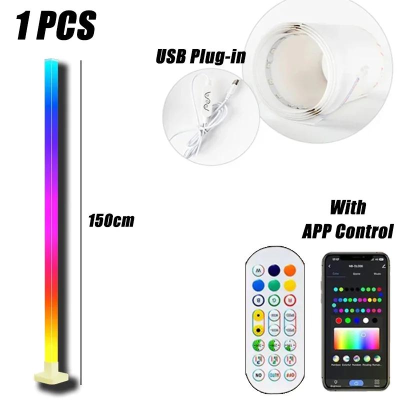 1/2 Pcs Corner Floor Lights 16Million DIY Color Changing Smart Modern Light App Remote with Music Sync Timer for Gaming Room