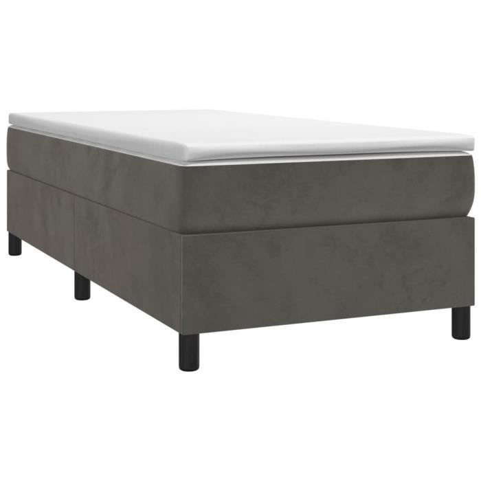 3144646 vidaXL Lit à sommier tapissier et matelas Gris foncé 80x200 cm Velours