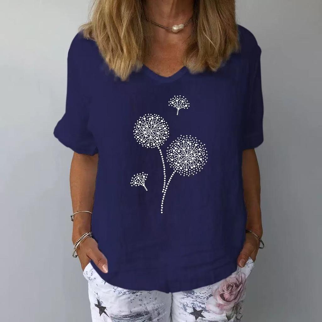 GMXIA Damenmode, lässig, Sommer, kurzärmelig, O-Ausschnitt, Blusen und Hemden