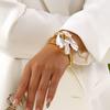 European and American Design Metal Flower Open Bracelets For Women Exaggerated Gold Color White Flowers Bangle Party Jewelry