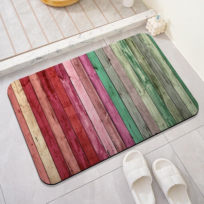 Wood Print Diatomaceous Floor Mat with Quick Drying Water Absorption Bathroom Simple and Non Slip Carpet for Entering The Door