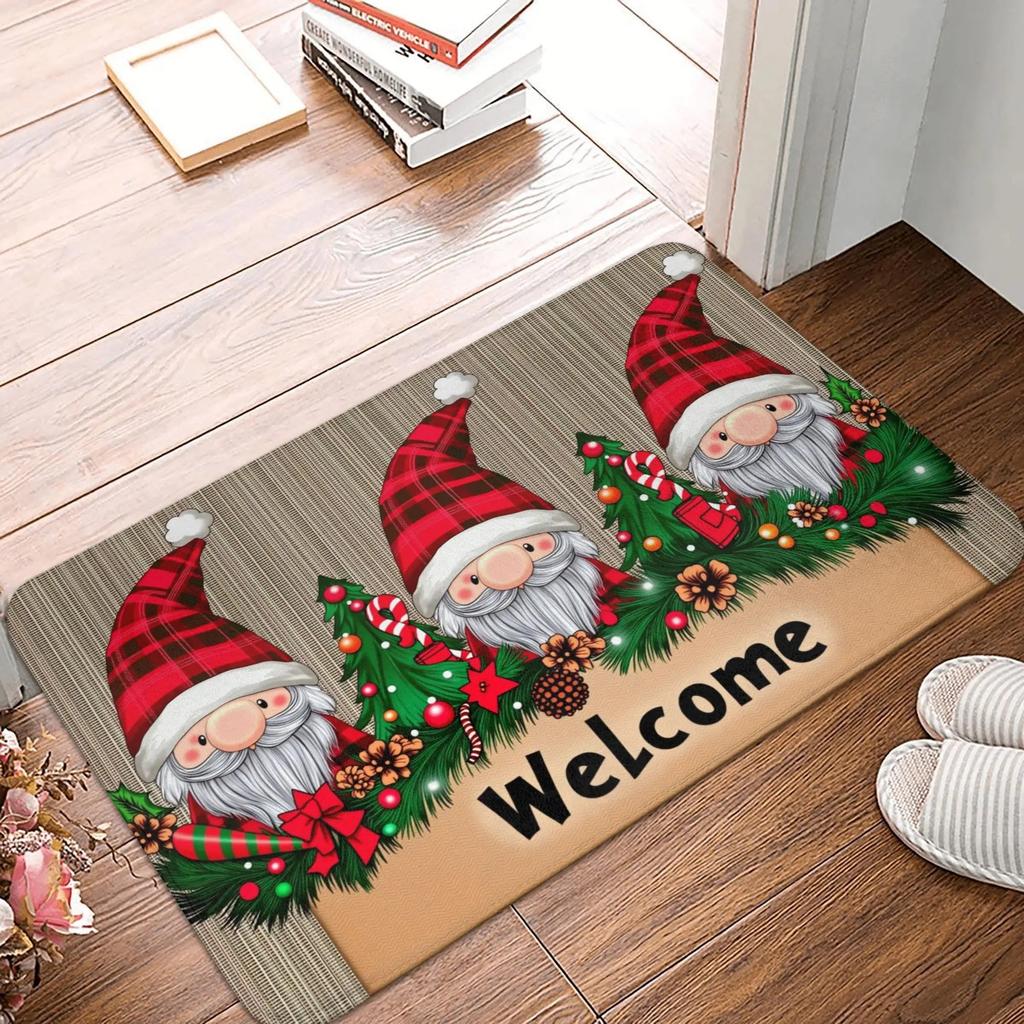 Christmas Gnome Carpet Festive Non-slip Doormat Suitable for Living Room Bedroom Sofa and Entryway Areas Home Decor Rug