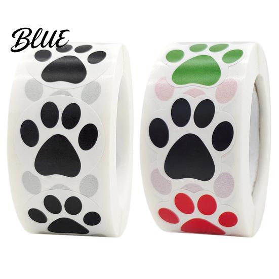 Cute Paw Print Roll 2 Rolls Colorful Dog Stickers Self-adhesive DIY Self Adhesive Labels Craft Labels Decorative Round Decals for Scrapbooking