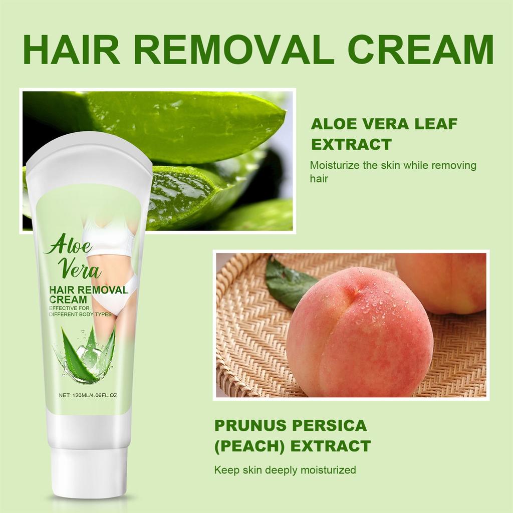 Aloe Hair Removal  Kit, Facial Hair Removal  For Women Body Hair Removal   Depilatory  For Face, Arm, Leg And Bikini Hair Remover Balm 120ml