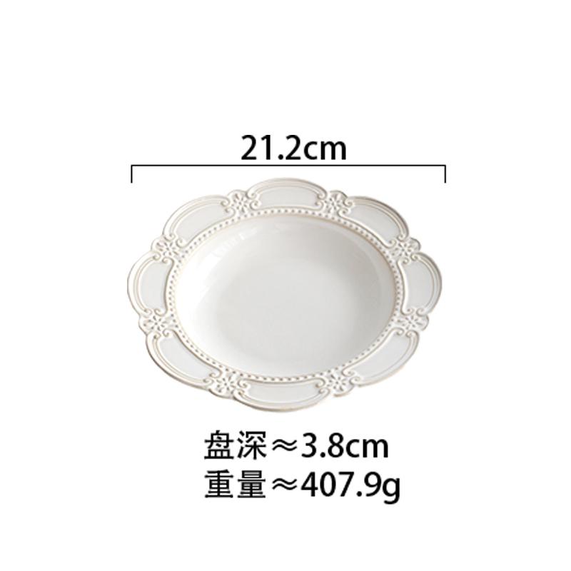 Palace Style Retro Ceramic Plate Relief Steak Plate Thick Soup Plate Fish Dish Dessert Sushi Plates Molecular Cuisine Tableware