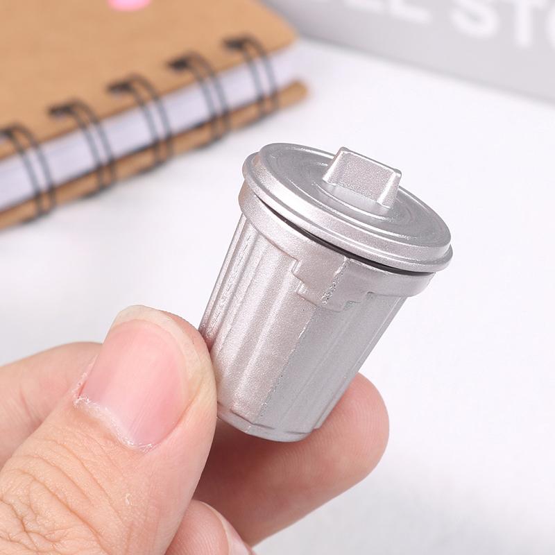 Miniature Toy Model Scene Doll House Accessories Mini Wooden Trash Can Dustbin Mini Waste Bin