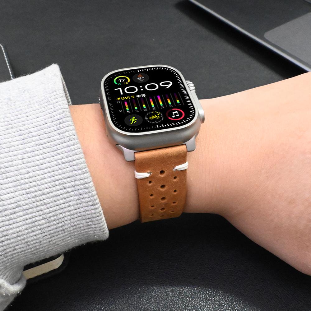 Echtes Lederarmband für Apple Watch Ultra 3 2 1 49mm Serie 11 10 46mm 9 8 7 45mm Titanarmband IWatch 6 5 4 Se 3 44mm Correa