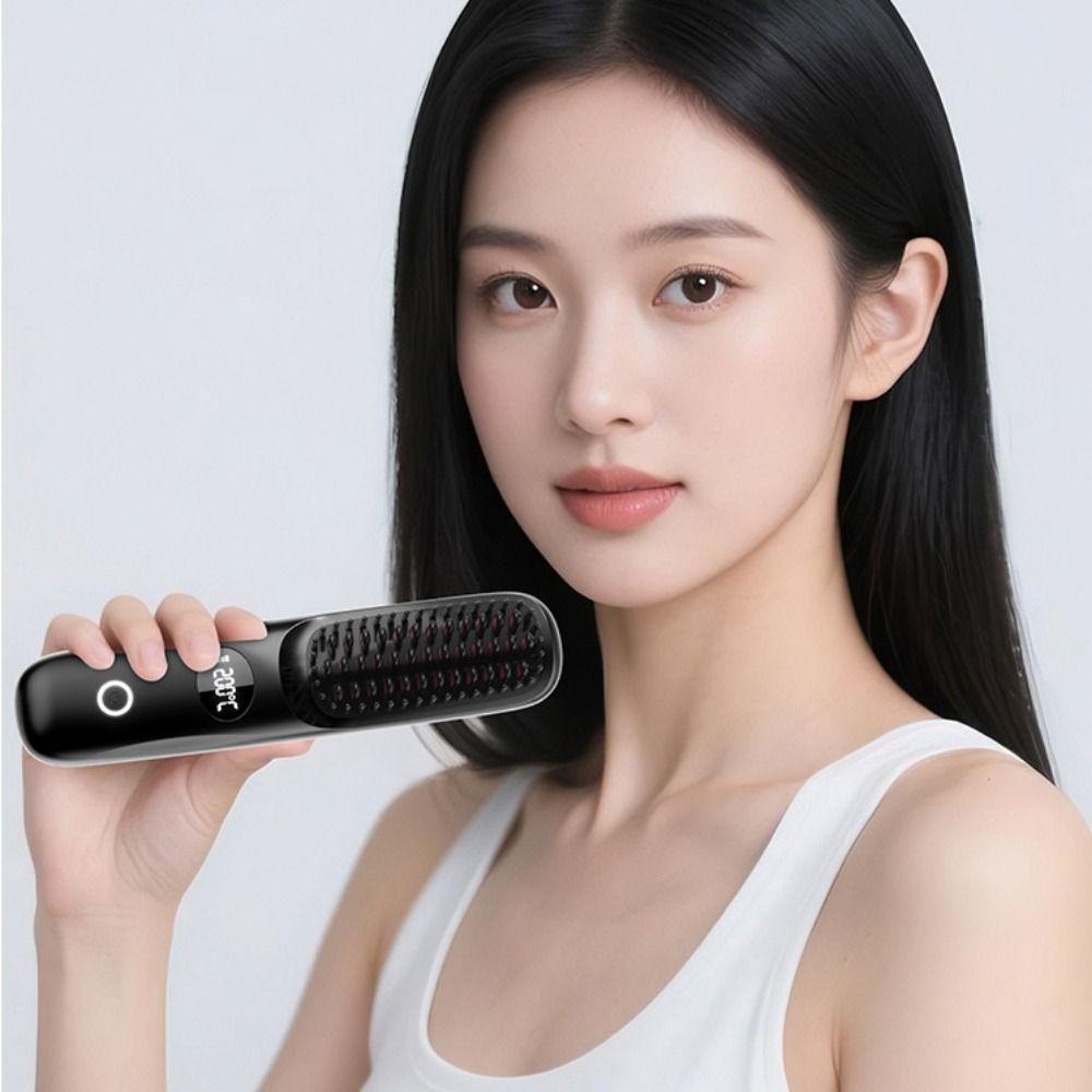 Anti-Scald Protection Electric Hair Straightener Brush Negative Ion Styling Tool  Personal Care