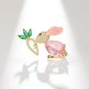 Bo Xin Yun Niedliche Tierkreiszeichen-Kaninchen-Brosche mit rosa Zirkon und Karotten-Design