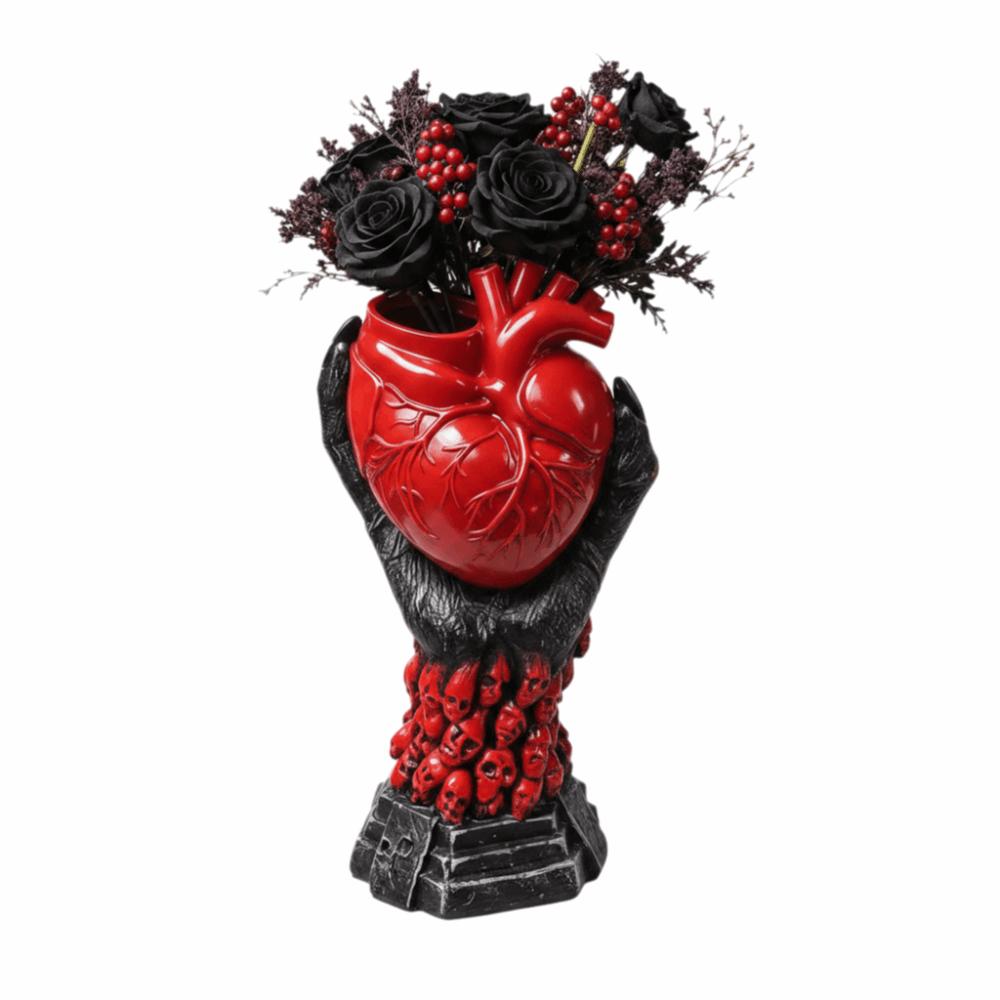 Gothic Style Resin Vase Heart-shaped Flower Pot Heart-shaped Vase Halloween Gift