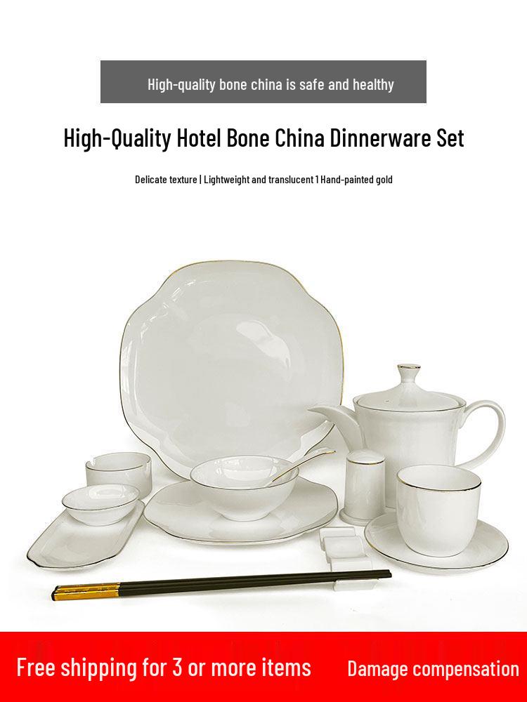 Luxurious Gold Rimmed Bone China Table Setting for Upscale Hotels and Private Clubs