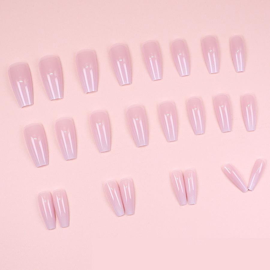Light Pink Wave Pattern Medium-Long Detachable Wearable Nails
