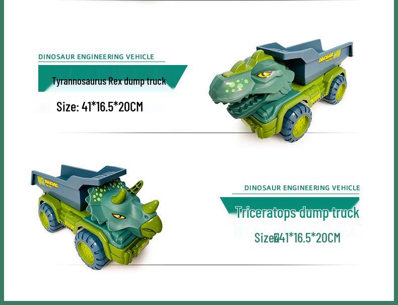 Children's Large Inertial Toy Excavator & Dinosaur Transporter