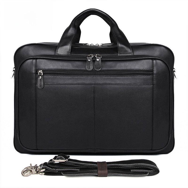 Jiameida Retro Leather Men's 17-Inch Briefcase and Handbag