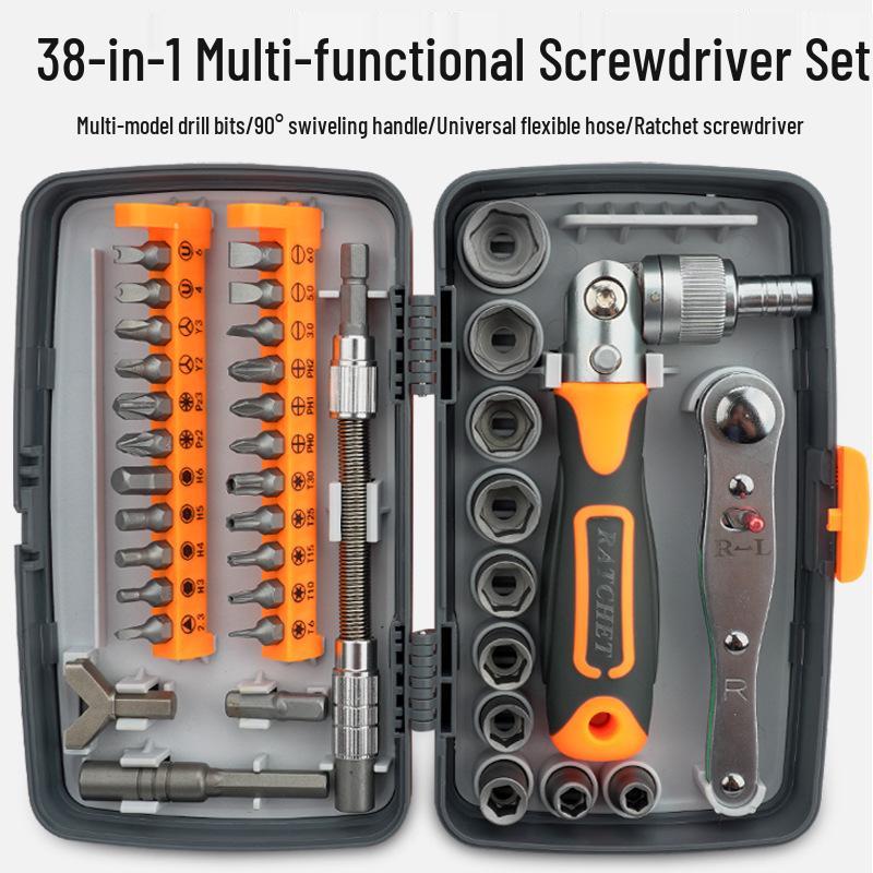 38-in-1 Multi-Functional Ratchet Screwdriver Set for Home Electrical Repair