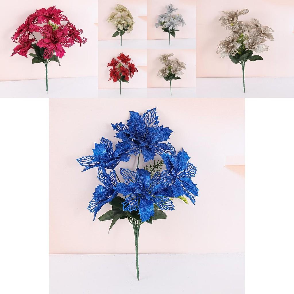 Christmas Flower Bouquet Holiday Decor With Faux Petals For Home Festive Celebration