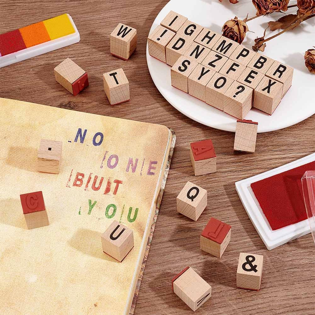 PandaHall 30 Pieces Letter Wood Alphabet Symbol Stamps for and Scrapbooking A-Z Stamps, Stamps, Crafts, Lettering, Journaling,
