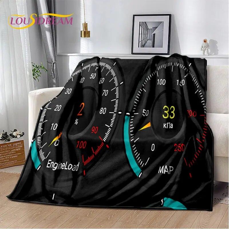 3D-Rennwagen-Armaturenbrett, weiche Plüsch-Steppdecke, Flanelldecke, Überwurfdecke für Wohnzimmer, Schlafzimmer, Bett, Sofa, Picknick-Abdeckung