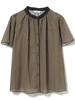 Beams Heart Cleric Blouse with Mellow Free Size Women's S/S Sleeves, Brown.Gingham,