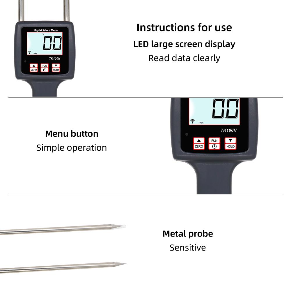 Hay Moisture Meter with Backlight For Alfalfa Forage Grass Leymus Chinensis Orchard Moisture Measuring Tool