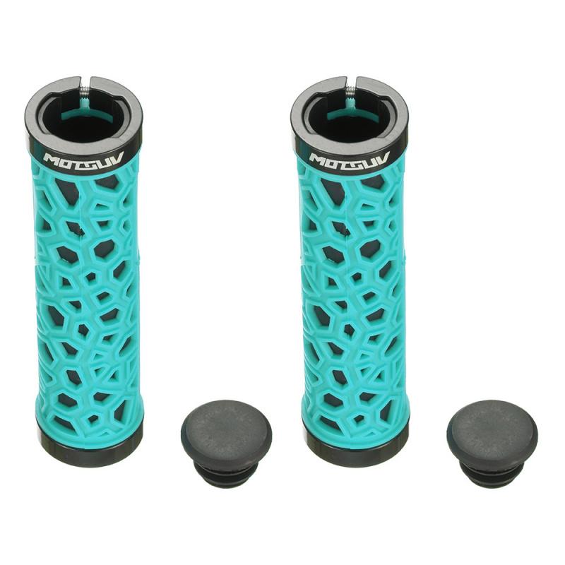Double Lock On MTB Mountain Bike Handlebar Grips, Aluminum Alloy Rubber Comfortable Anti-Slip Shockproof Universal Cycling Parts