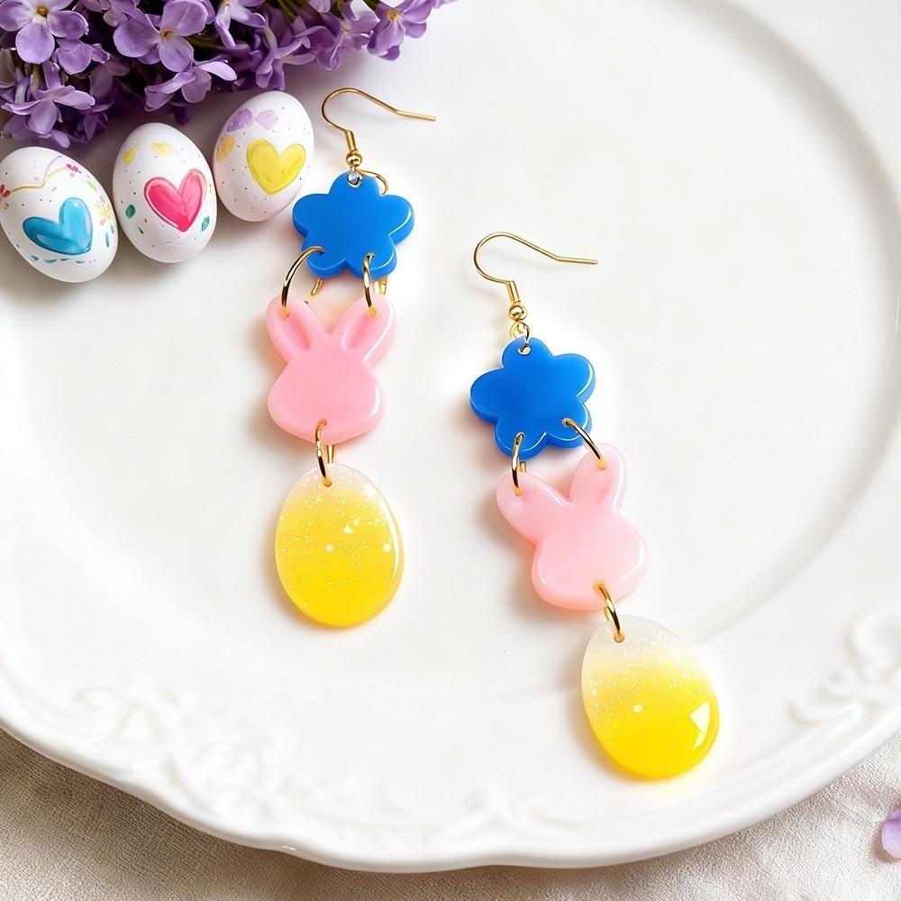 Cute Easter Silicone Mold Non-stick Non-toxic Earring Casting Mould Reusable DIY Crafts Rabbit Egg Epoxy Mold Easter Decoration