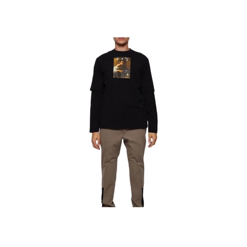 Off-White Graphic Print Crew Neck Long Sleeve T-Shirt Men Tops Black OMAB066F21JER0071084