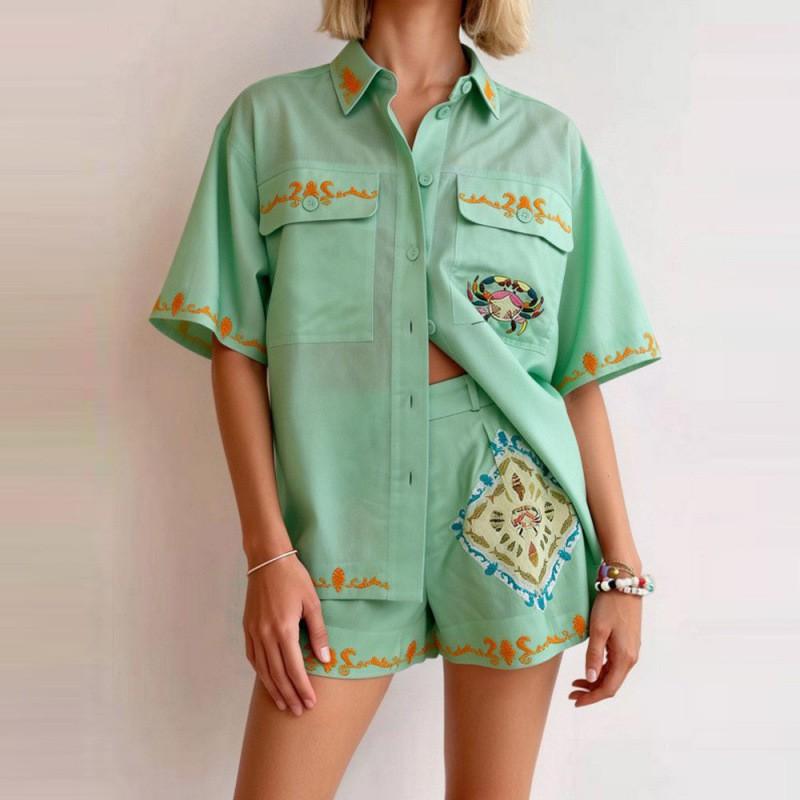 

Casual Fashion Temperament Shirt Shorts Set M