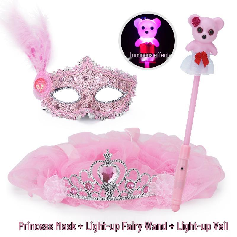 Princess Masquerade Mask for Girls - Halloween Veil and Party Dress-Up Toy