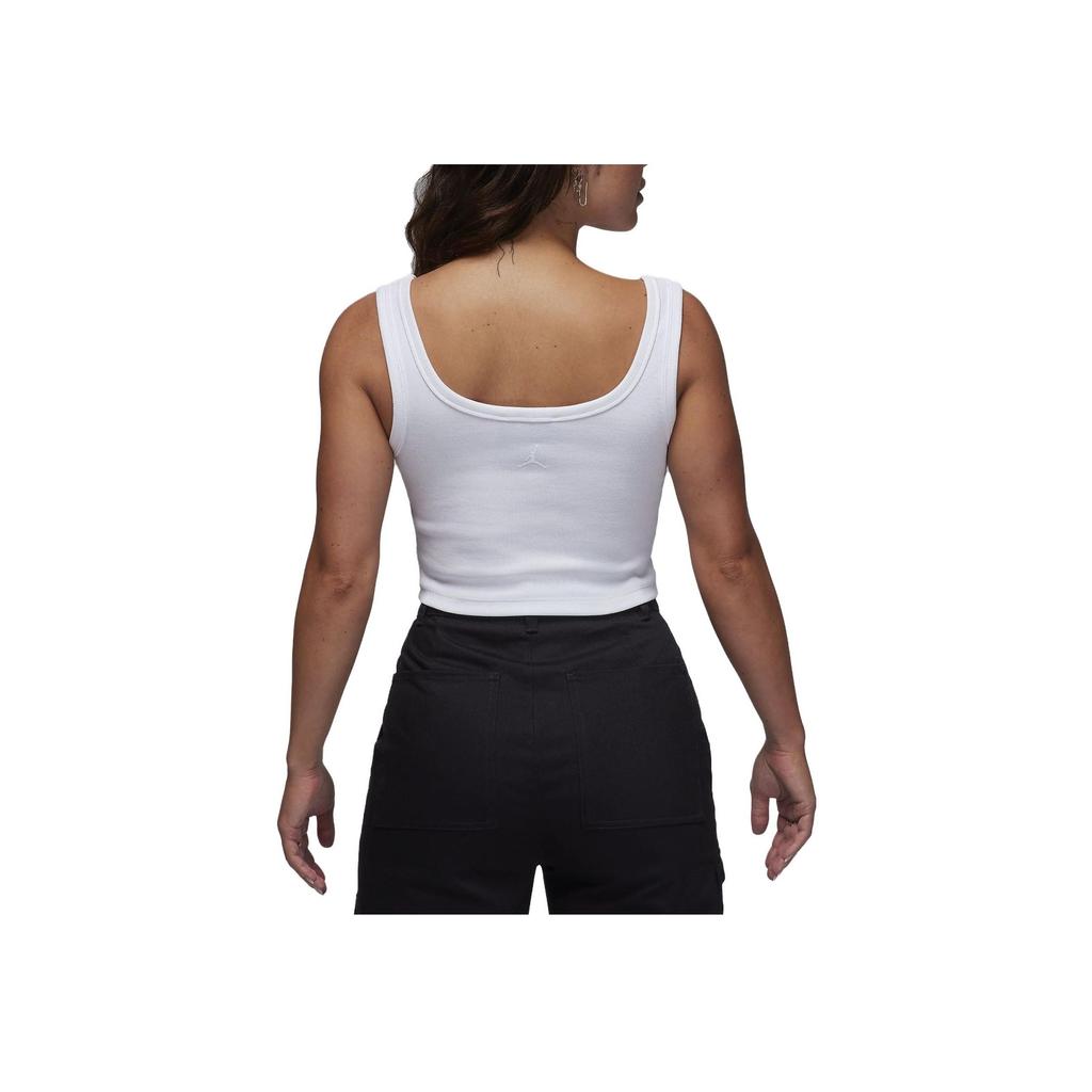 Jordan Solid U-Neck Slim Fit Sleeveless Tank Top Women Tops White FJ6148-100