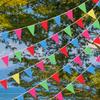 100Pcs Dacron Pennant Banner Triangle Shape Flag Garland New Triangle Flags  Outdoor Decorations