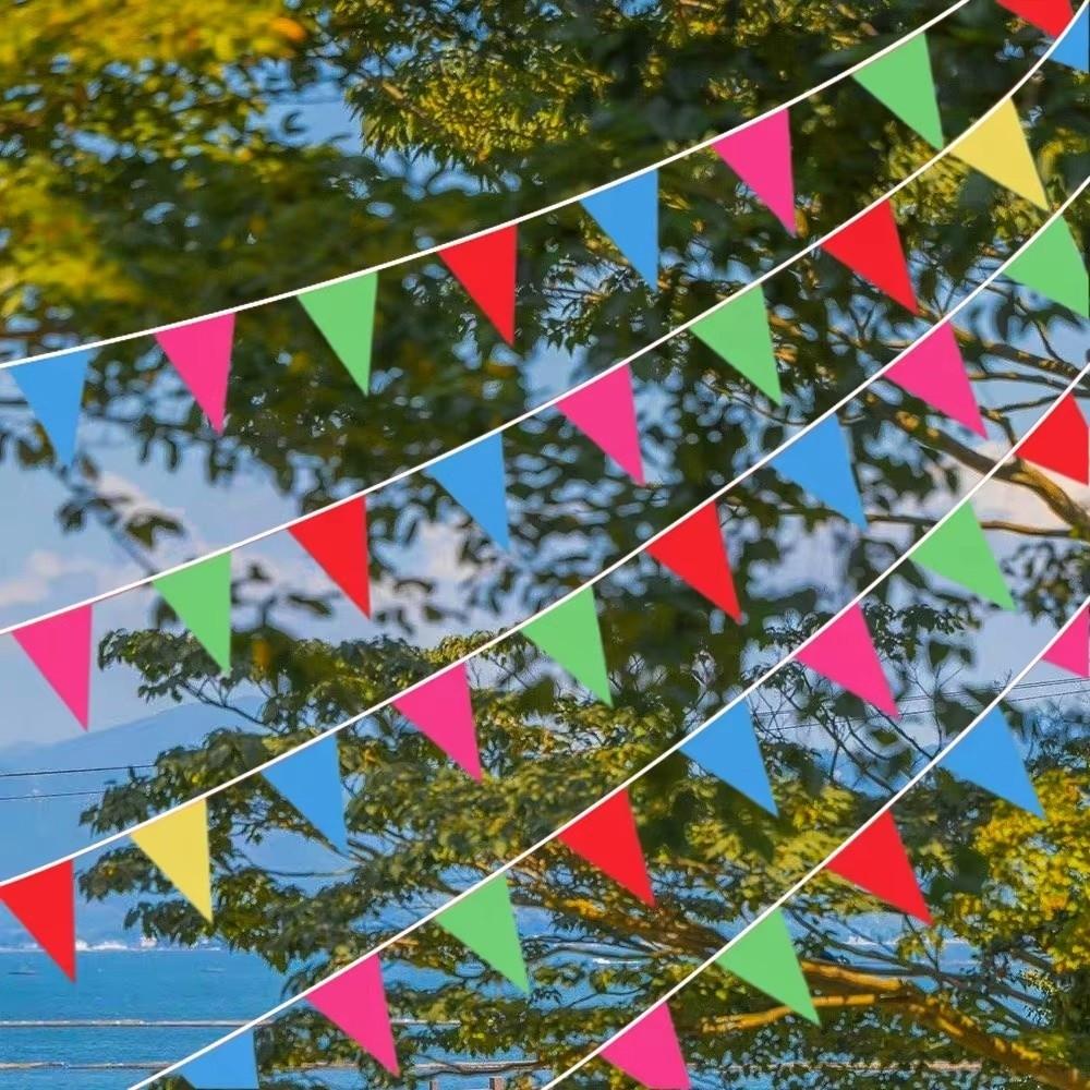 100Pcs Dacron Pennant Banner Triangle Shape Flag Garland New Triangle Flags Outdoor Decorations